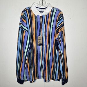 Chubbies NWT Striped Afternoon Special Rugby Polo Shirt Long Sleeve Preppy Large